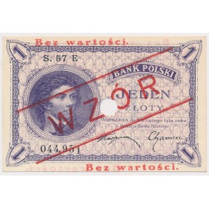 1 złoty 1919 - WZÓR - S.57 E - z perforacją