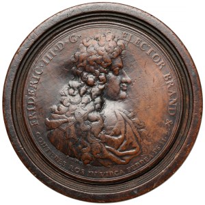 Niemcy, Brandenburgia-Prusy, Fryderyk III, Medal warcabowy / Brettstein 1701 - odzyskanie elektoratu kolońskiego miasta Bonn z rąk Francuzów