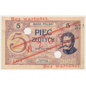 5 złotych 1919 - WZÓR - S.15.A. - duży numerator
