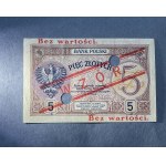 5 złotych 1919 - WZÓR - S.15.A. - duży numerator