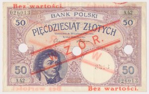 MODÈLE 50 zloty 1919 - A.42 - faible tirage avec perforations