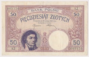 50 zloty 1919 - A.2 - série à un chiffre - bel état