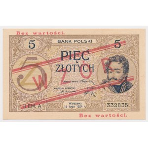5 złotych 1924 - WZÓR - II EM. A