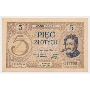 5 złotych 1924 - II EM. C - błędodruk