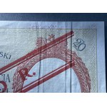 20 złotych 1924 - WZÓR - II EM. B - numer w znaku wodnym na lewym marginesie - 16