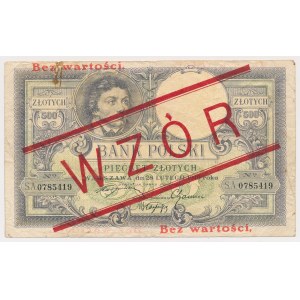 500 złotych 1919 - WZÓR - wysoki nadruk