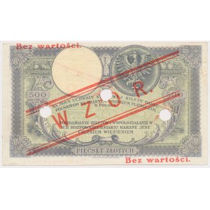 500 złotych 1919 - WZÓR - niski nadruk, z perforacją