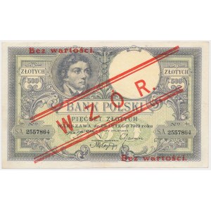 500 złotych 1919 - WZÓR - niski nadruk, BEZ perforacji - RZADKOŚĆ