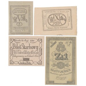 Zestaw kopii banknotów 1794 i 1831 (4szt)