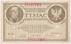 Counterfeit of the period 1,000 mkp May 1919