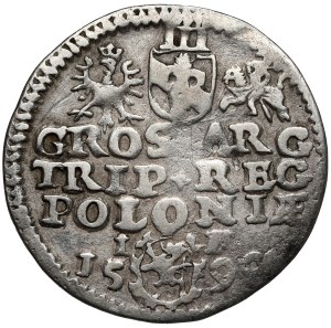 Sigismond III Vasa, Trojak Olkusz 1590 - Lewart en décoratif