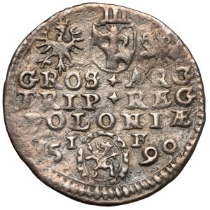 Zygmunt III Waza, Trojak Olkusz 1590 - Lewart w ozdobnej