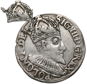 Sigismund III Vasa, Trojak Olkusz 1594 - mark on Av - RARE