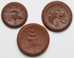 Germany, Saxony, 20-50 fenig and 1 mark 1921, Meissen - set (3pcs)