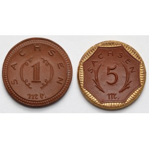 Niemcy, Saksonia, 1-5 marek 1921, Miśnia - zestaw (2szt)