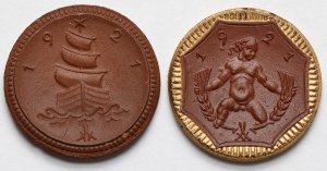 Allemagne, Saxe, 1-5 marks 1921, Meissen - set (2pcs)