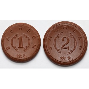 Niemcy, Saksonia, 1-2 marki 1921, Miśnia - zestaw (2szt)