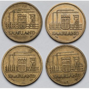 Niemcy, Saara, 20 franków (franken) 1954 - zestaw (4szt)