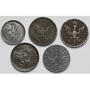 Królestwo Polskie i Generalna Gubernia, 5-10 fenigów 1917 i 20 groszy 1923 - zestaw (5szt)