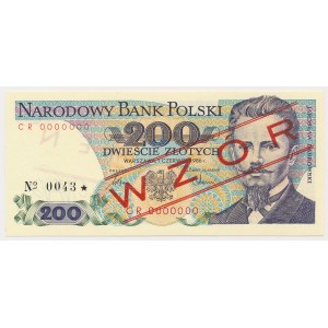 200 zł 1986 - WZÓR - CR 0000000 - No.0043