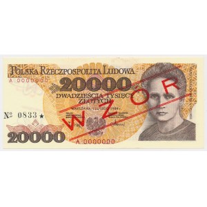 20.000 zł 1989 - WZÓR - A 0000000 - No.0833