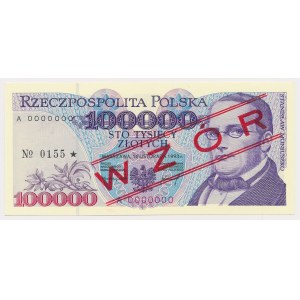 100.000 zł 1993 - WZÓR - A 0000000 - No.0155