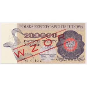 200.000 zł 1989 - WZÓR - A 0000000 - No.0912