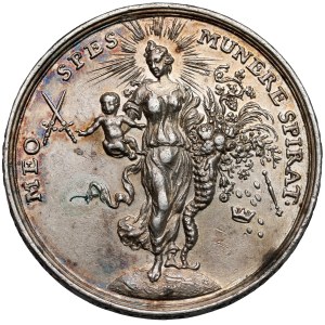 August II Mocny / Krystyna Eberhardyna, Medal 1696 - Narodziny Fryderyka Augusta II (Augusta III Sasa)