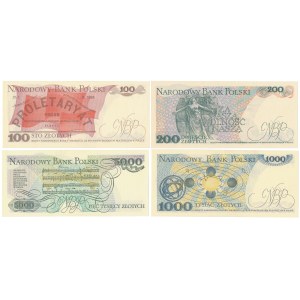 Zestaw 100, 200, 1.000 i 5.000 zł 1982-1988 (4szt)