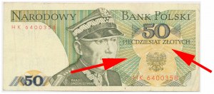 ERREUR D'IMPRESSION 50 PLN (1988) - date et signatures manquantes