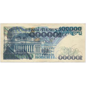 BŁĄD DRUKU 100.000 zł 1990 - druk główny awersu odbity na rewersie
