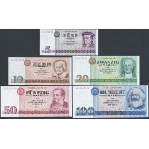 Niemcy, 5 - 100 Mark 1971-1975 - zestaw (5szt)