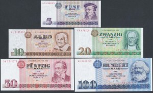 Germany, 5 - 100 Mark 1971-1975 - set (5pcs)