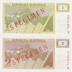 Słowenia, 1 i 2 - SPECIMEN - zestaw (2szt)