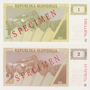 Slovénie, SPECIMEN 1 et 2 Tolar 1990 - set (2pcs)