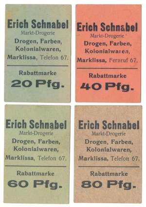 Forest [Marklissa], Erich Schnabel - set of 20, 40, 60 and 80 pfg (4pcs)