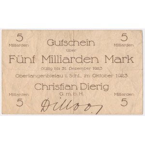 Oberlangenbielau (Bielawa), CHRISTIAN DIERIG GmbH, 5 mld marek 1923