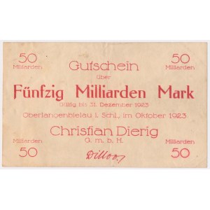 Oberlangenbielau (Bielawa), CHRISTIAN DIERIG GmbH, 50 mld marek 1923