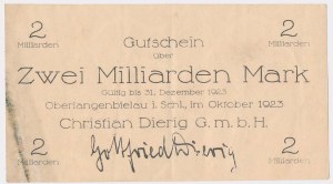 Bielawa [Oberlangenbielau], CHRISTIAN DIERIG GmbH, 2 billion marks 1923