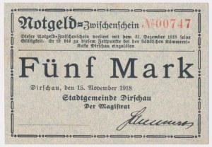 Tczew [Dirschau], 5 marques 1918 - une signature