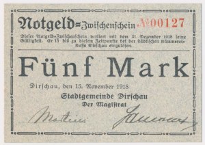 Tczew [Dirschau], 5 marks 1918 - two signatures