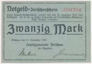 Tczew [Dirschau], 20 marks 1918 - two signatures