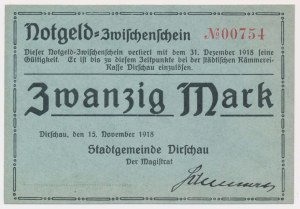 Tczew [Dirschau], 20 marques 1918 - une signature
