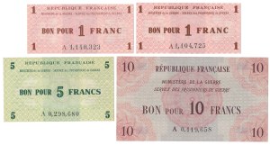 France, Service des Prisonniers de Guerre, 1-10 francs (1945) - set (4pc)