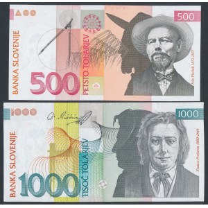 Słowenia, 500 i 1.000 Tolarjev 1992-1993 - zestaw (2szt)