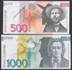 Slovenia, 500 and 1,000 Tolarjev 1992-1993 - set (2pcs)