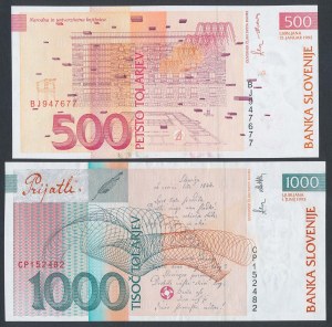 Slovenia, 500 and 1,000 Tolarjev 1992-1993 - set (2pcs)