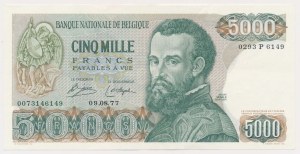 Belgium, 5,000 Francs 1977