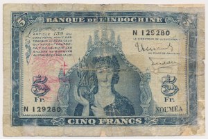 New Caledonia, 5 Francs ND (1944)