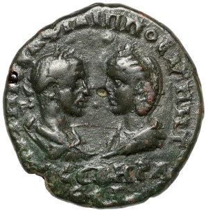 Philippe Ier l'Arabe (244-249 ap. J.-C.) avec Otacilia Severa, AE25, Basse-Messie, Tomis